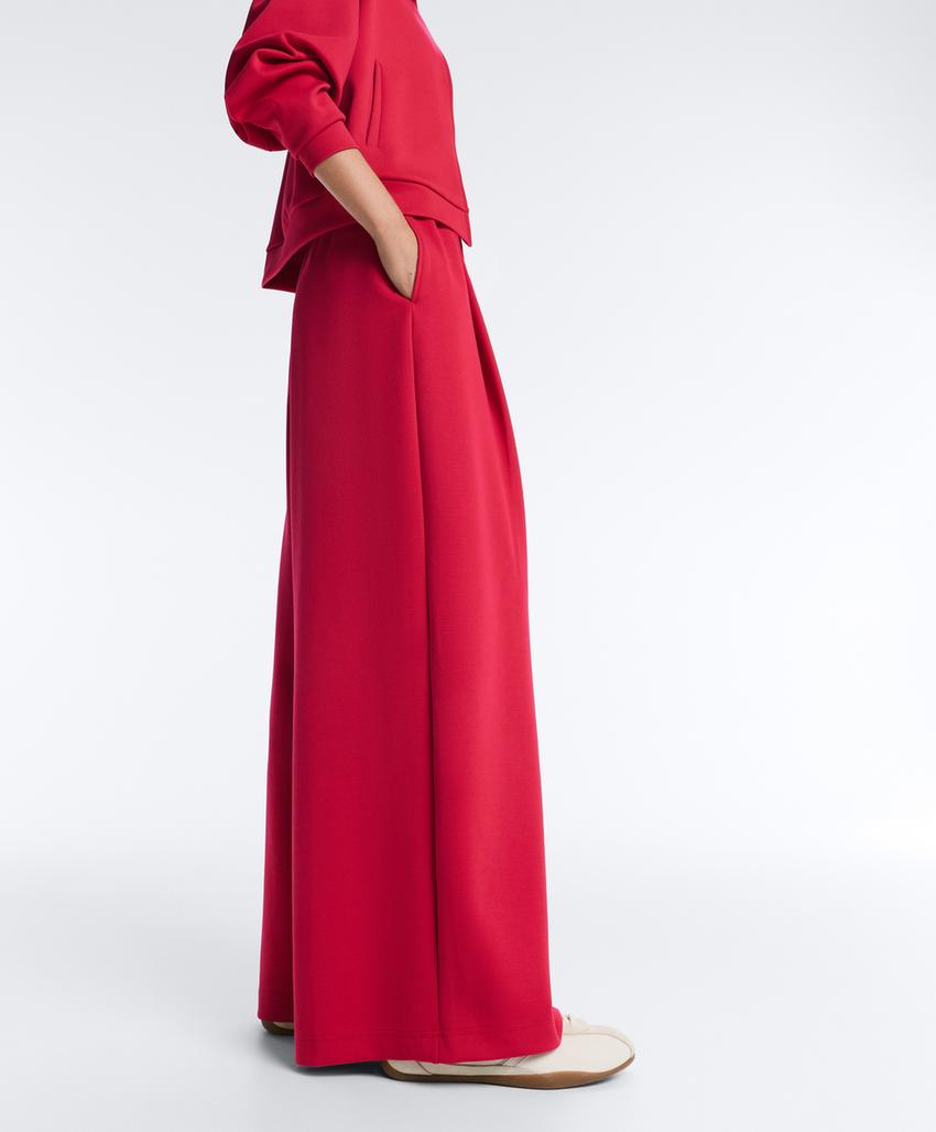 Широкие брюки пике со складками и хлопком