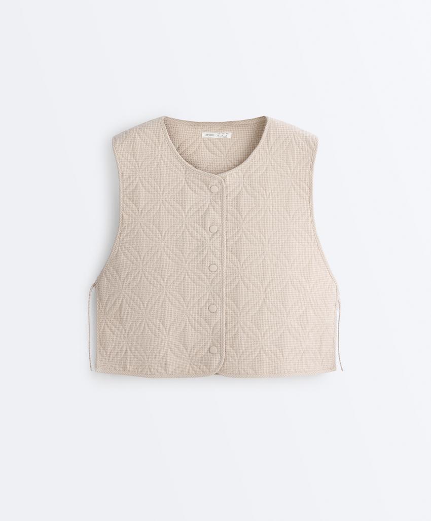 Тонкий стеганый жилет виши с цветочным принтом