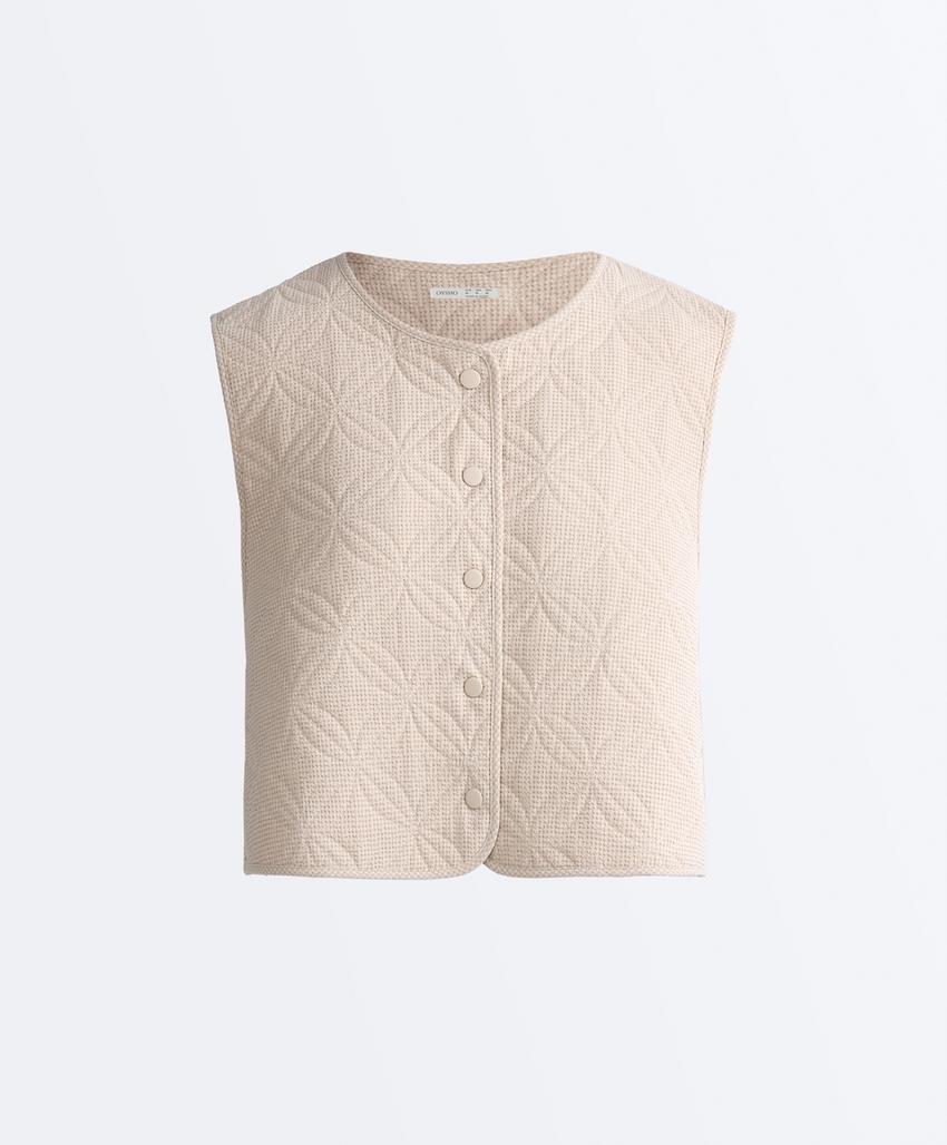 Тонкий стеганый жилет виши с цветочным принтом