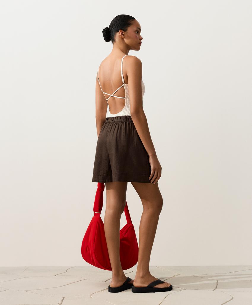 Купальник с круглым вырезом из кроше с пузырьками