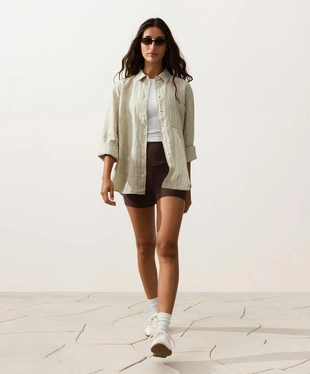 Рубашка свободного кроя из 100%-го льна- Заказать в России