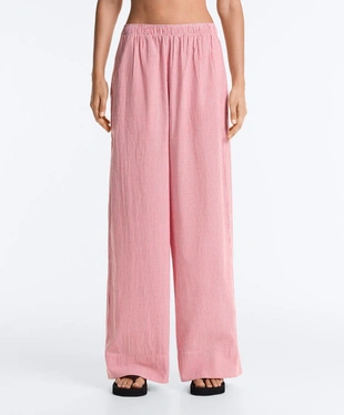 Прямые брюки из 100% хлопка в полоску- Заказать в России