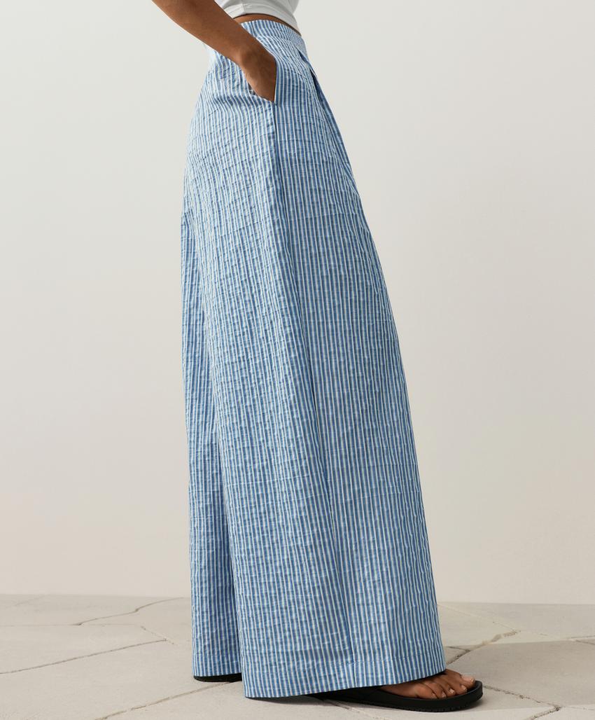 Прямые брюки из смесового хлопка в полоску