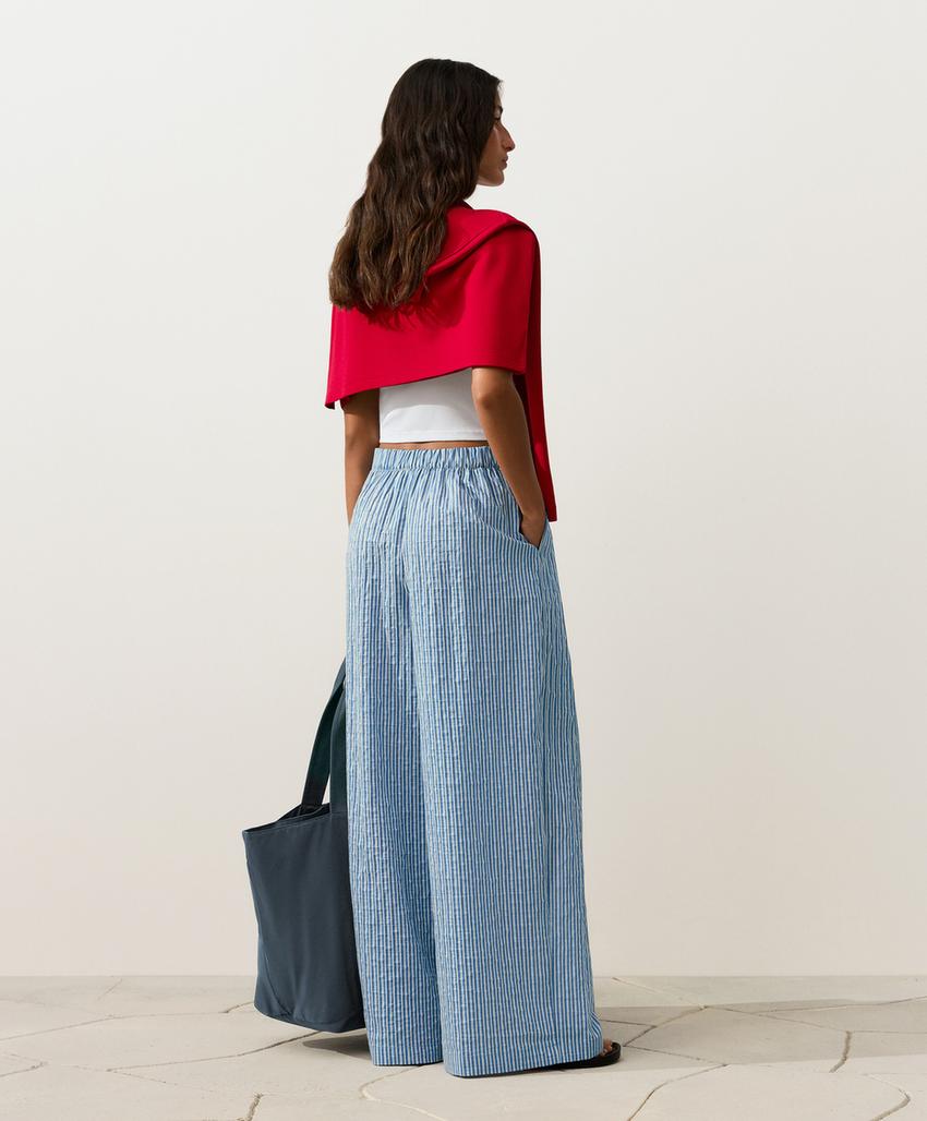 Прямые брюки из смесового хлопка в полоску