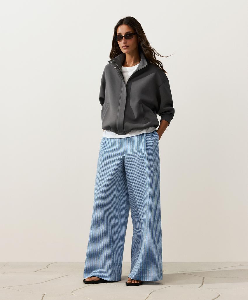 Прямые брюки из смесового хлопка в полоску