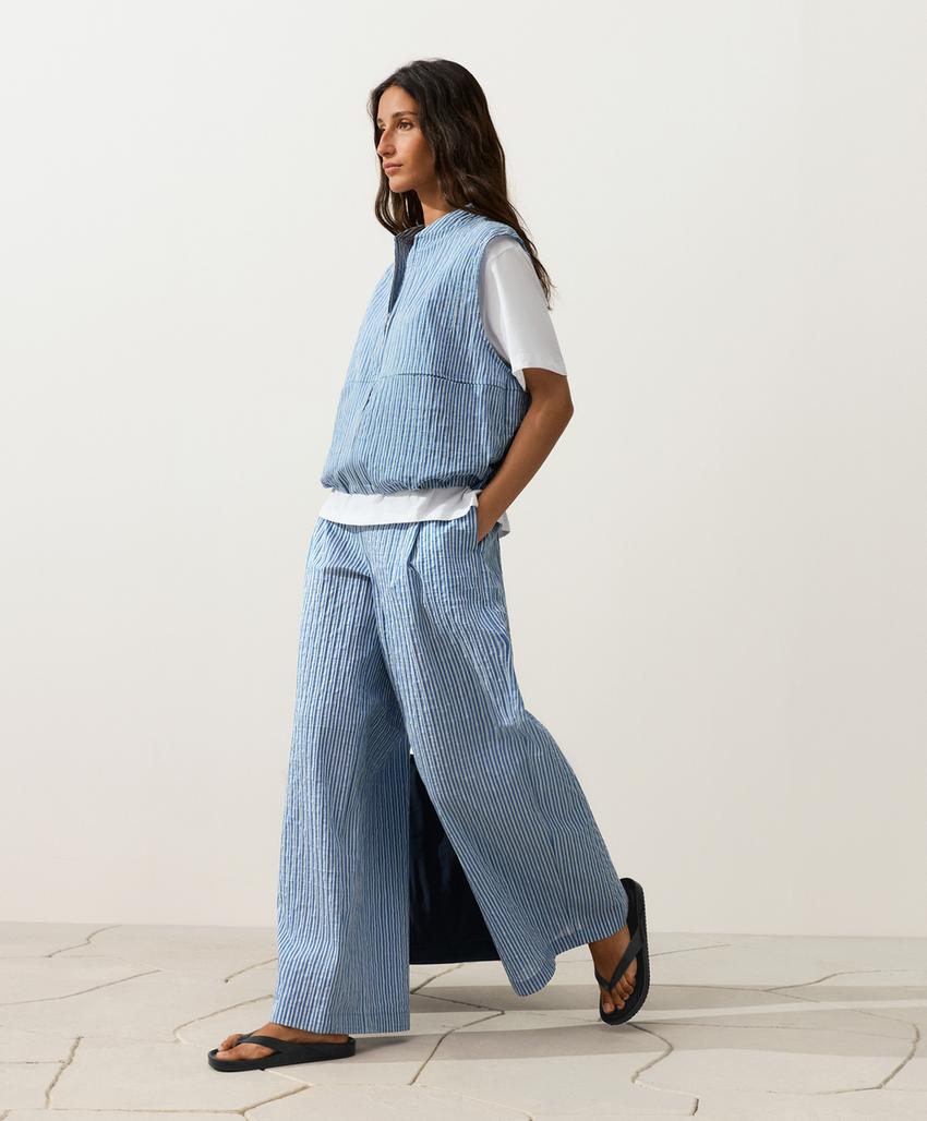 Прямые брюки из смесового хлопка в полоску