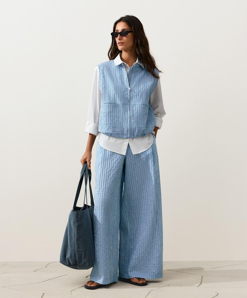 Прямые брюки из смесового хлопка в полоску