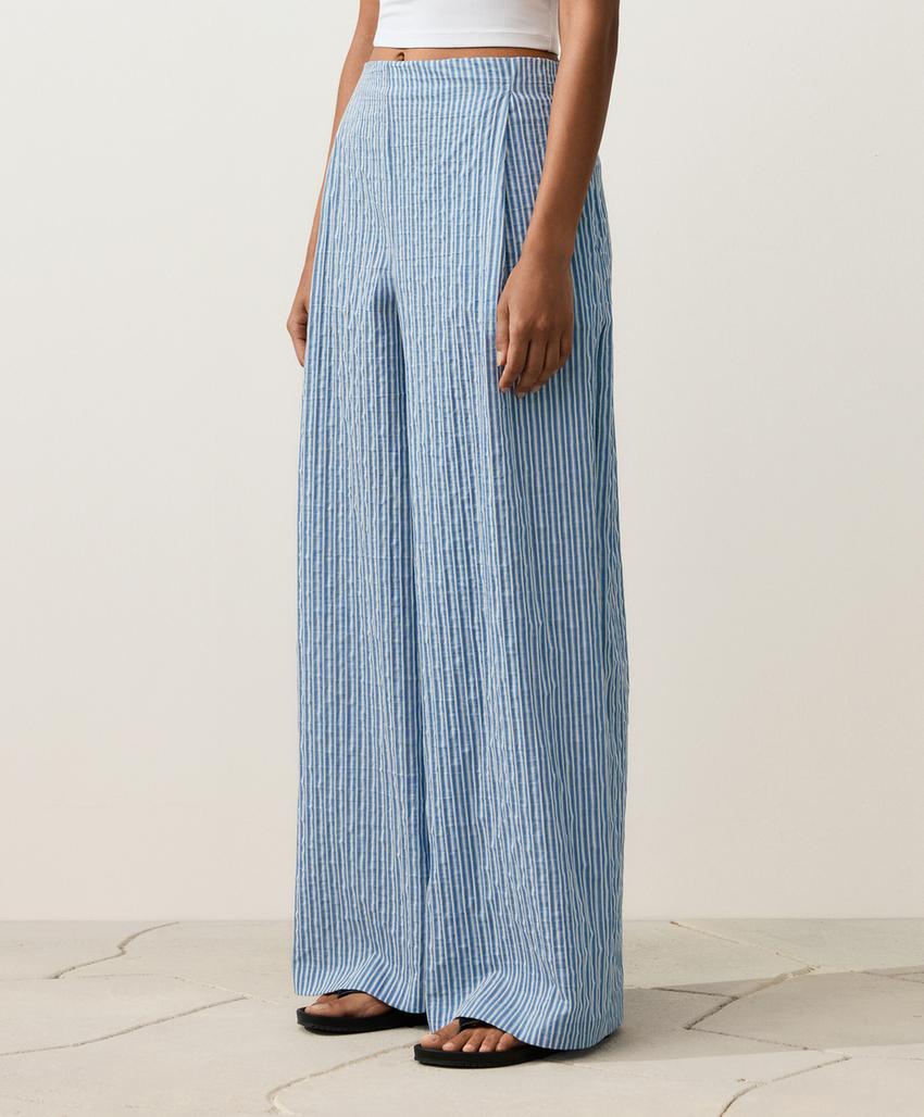 Прямые брюки из смесового хлопка в полоску