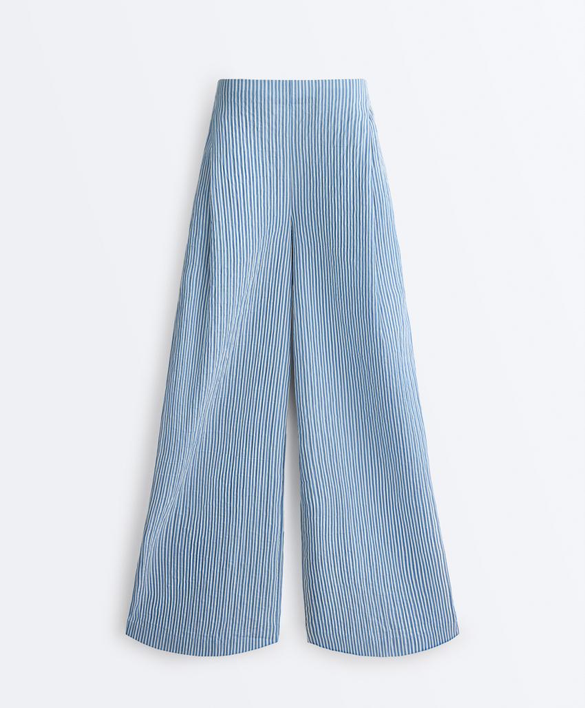 Прямые брюки из смесового хлопка в полоску