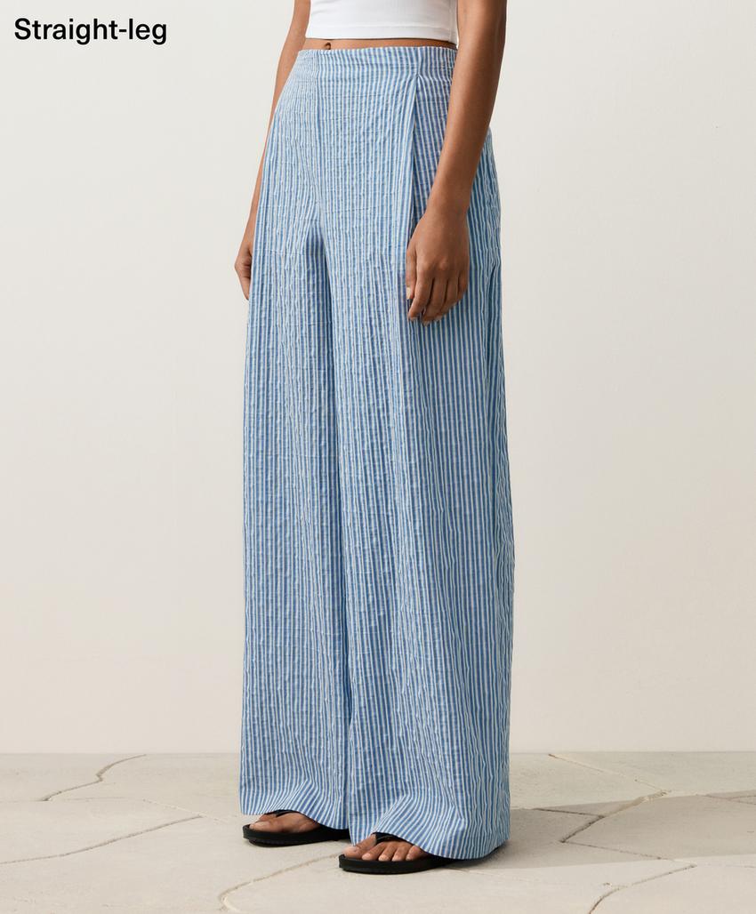 Прямые брюки из смесового хлопка в полоску