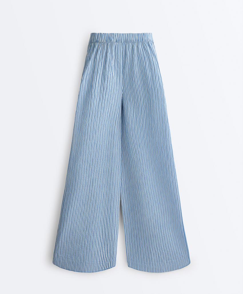 Прямые брюки из смесового хлопка в полоску