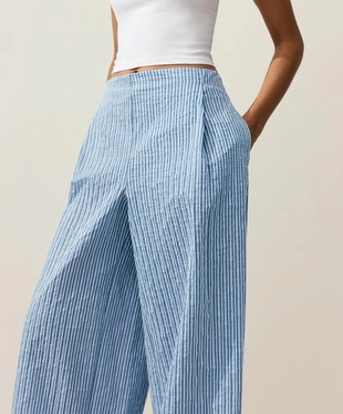 Прямые брюки из смесового хлопка в полоску- Заказать в России