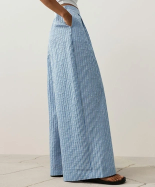 Прямые брюки из смесового хлопка в полоску- Заказать в России