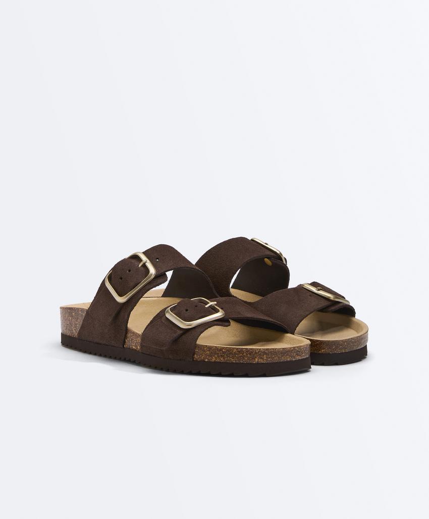 Сабо из разделанной кожи с пряжкой