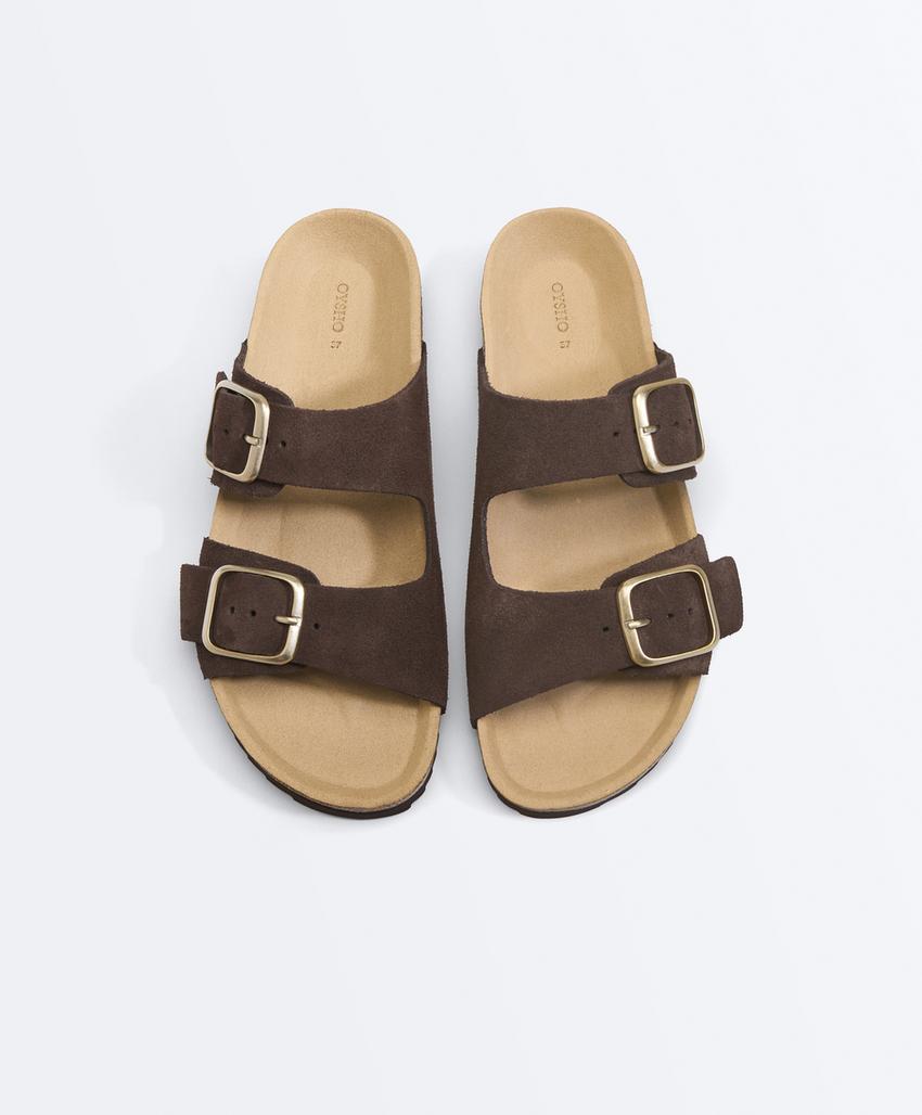 Сабо из разделанной кожи с пряжкой