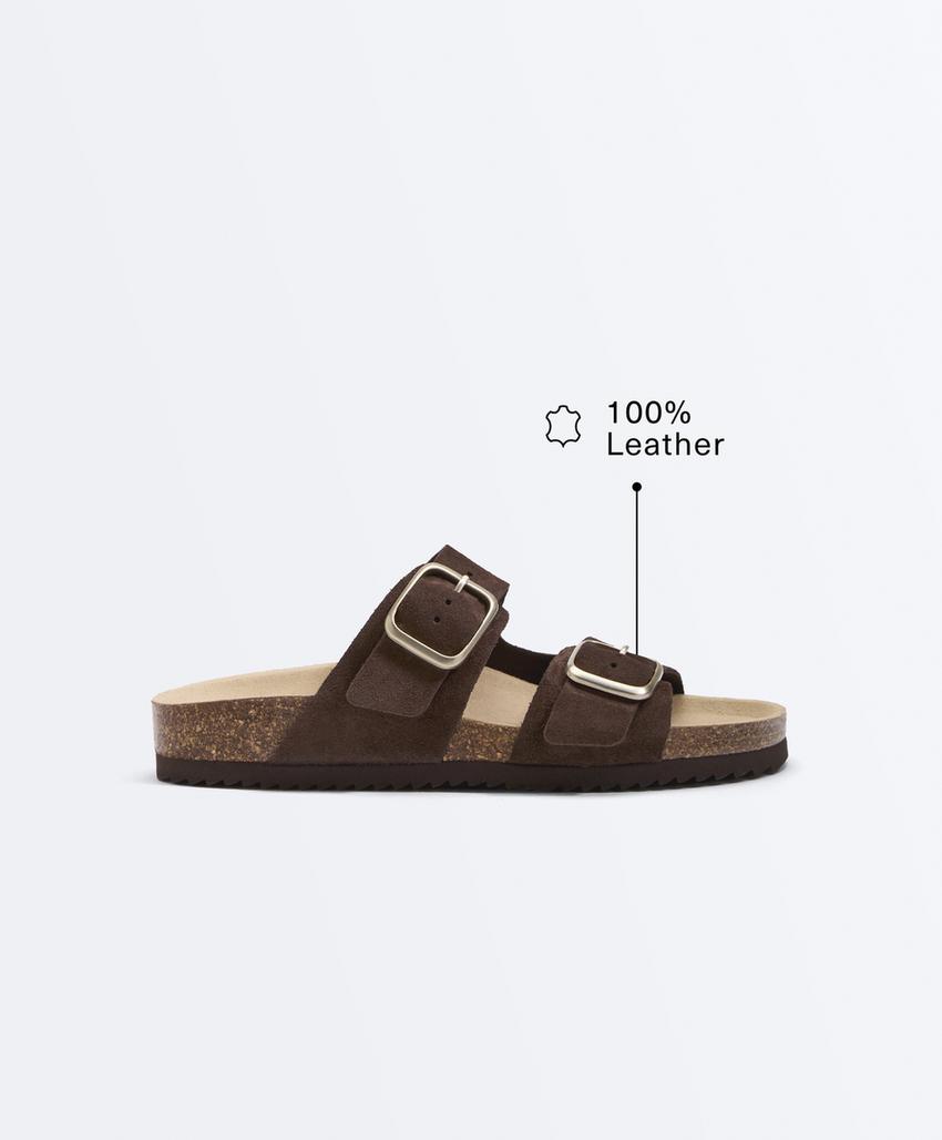 Сабо из разделанной кожи с пряжкой