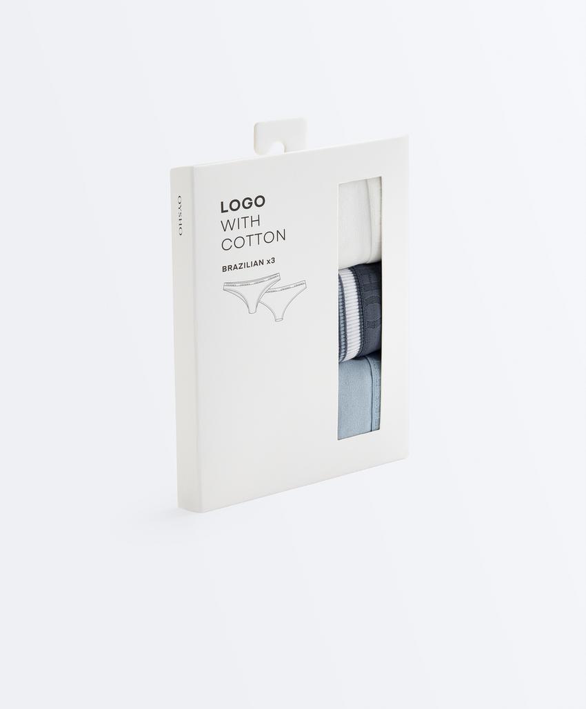 3 трусов бразильяно из смесового хлопка с логотипом