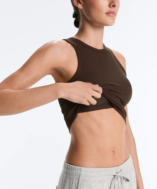 Удлиненный топ-майка в рубчик из смесового модала- Заказать в России