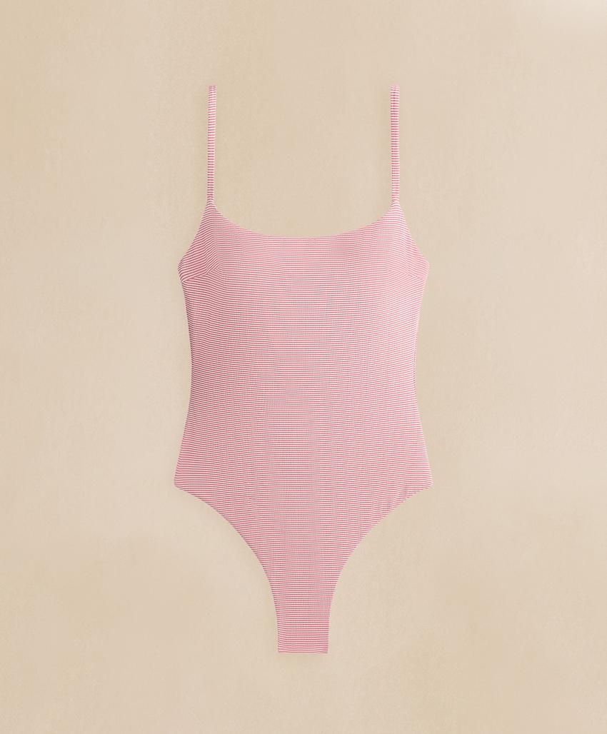 Купальник в полоску с треугольными чашками