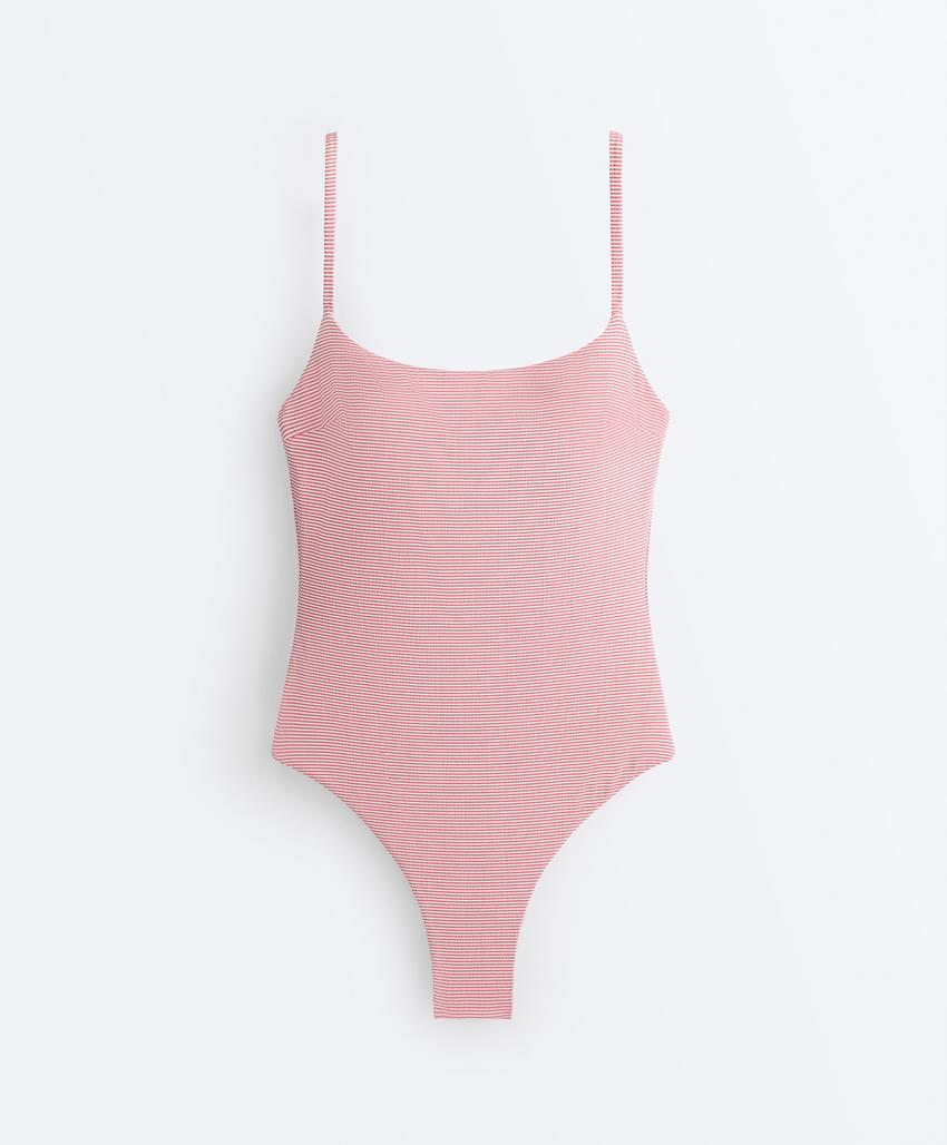 Купальник в полоску с треугольными чашками