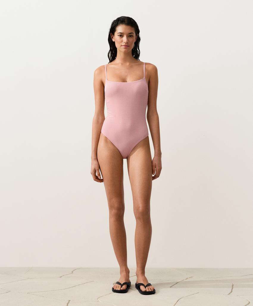 Купальник в полоску с треугольными чашками