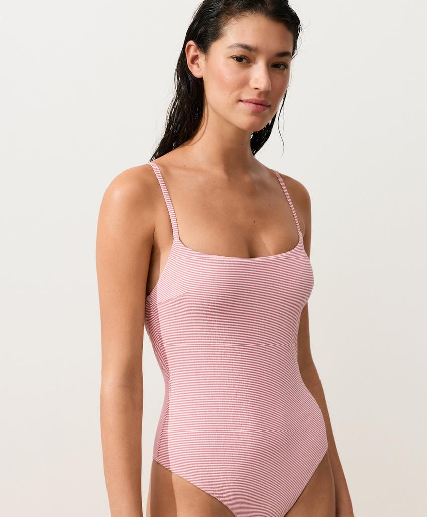 Купальник в полоску с треугольными чашками