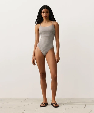 Купальник в полоску с треугольным вырезом- Заказать в России