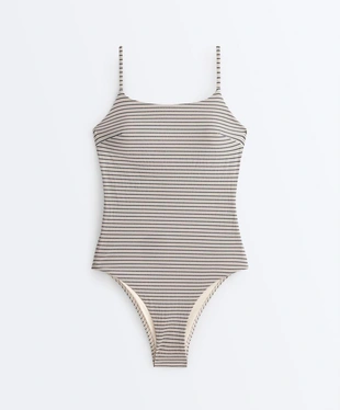 Купальник в полоску с треугольным вырезом- Заказать в России