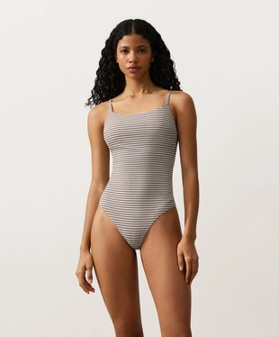 Купальник в полоску с треугольным вырезом- Заказать в России