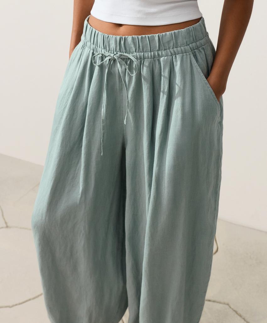 Брюки-бананы из 100%-го льна