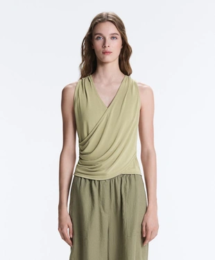 Футболка из смесового модала на запах- Заказать в России