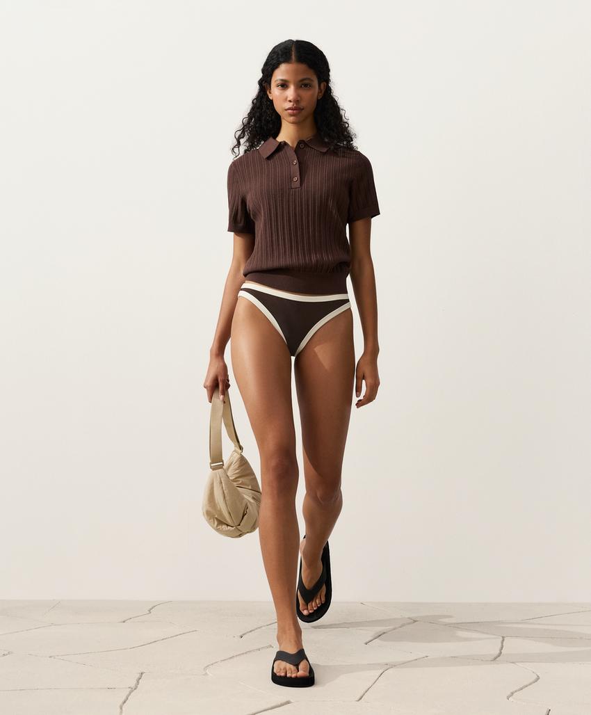 Классические плавки бикини с контрастной окантовкой