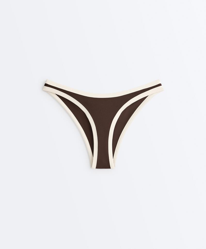 Полуоткрытые плавки бикини U-образной формы с контрастной окантовкой