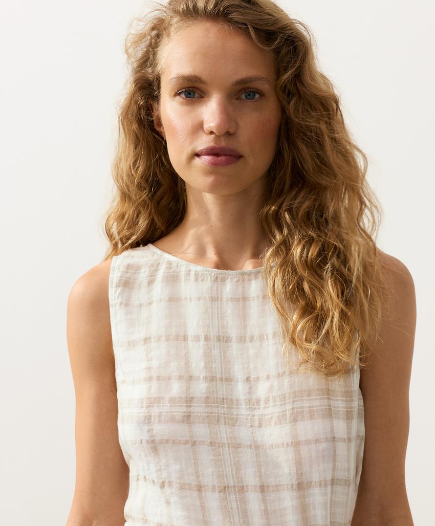 Топ без рукавов с поясом-платком из 100%-го льна