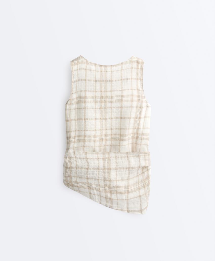 Топ без рукавов с поясом-платком из 100%-го льна