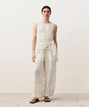 Топ без рукавов с поясом-платком из 100%-го льна- Заказать в России