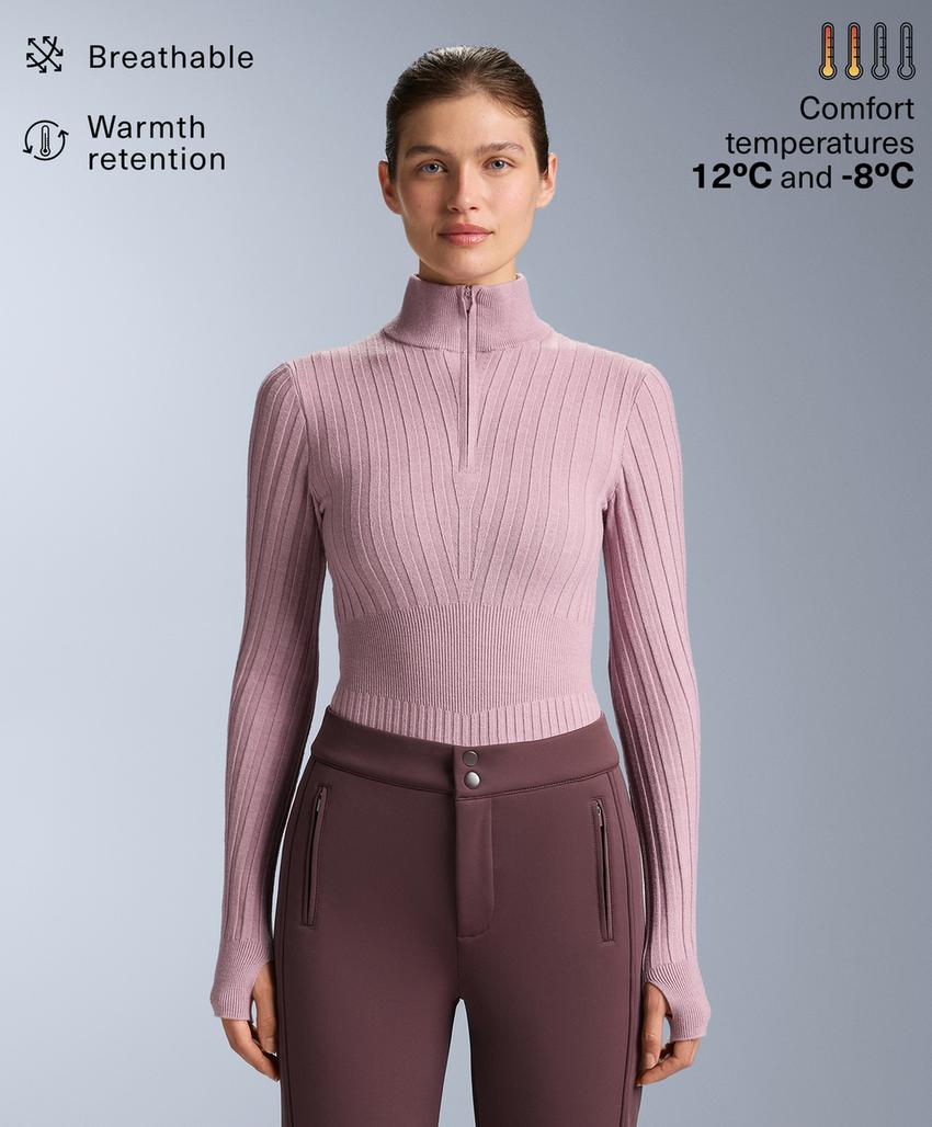 Термофутболка Base Layer из трикотажа в рубчик с высоким воротником