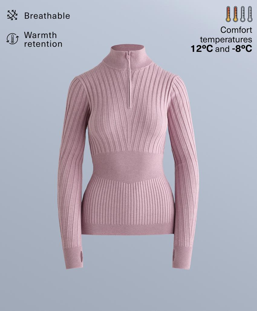 Термофутболка Base Layer из трикотажа в рубчик с высоким воротником