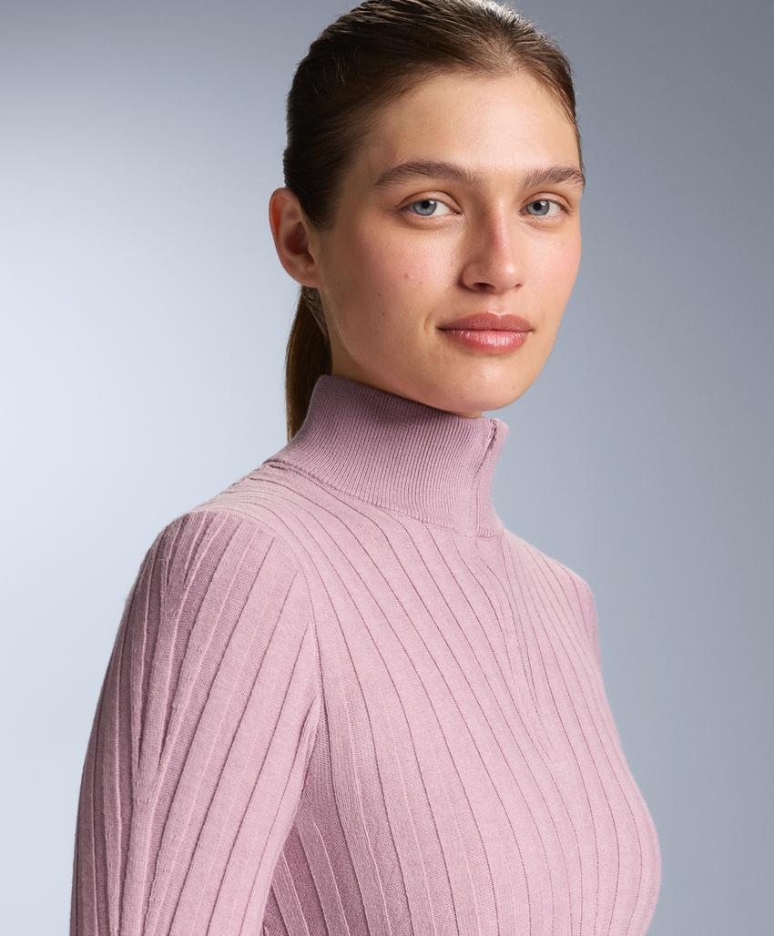 Термофутболка Base Layer из трикотажа в рубчик с высоким воротником