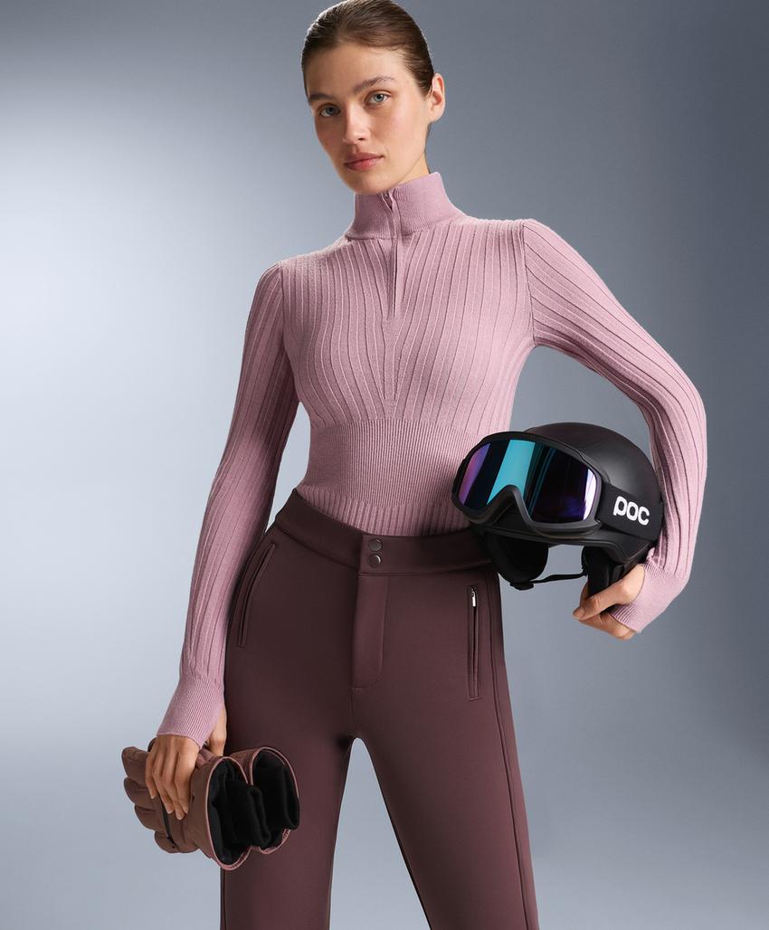 Термофутболка Base Layer из трикотажа в рубчик с высоким воротником