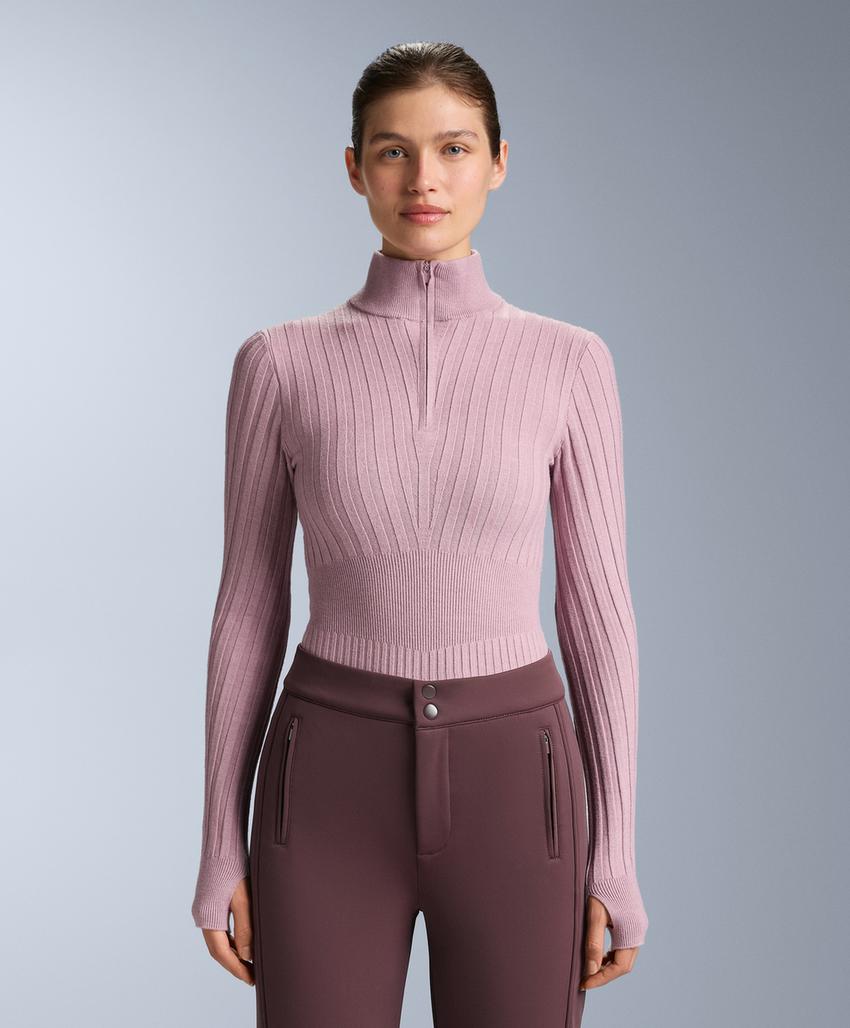 Термофутболка Base Layer из трикотажа в рубчик с высоким воротником