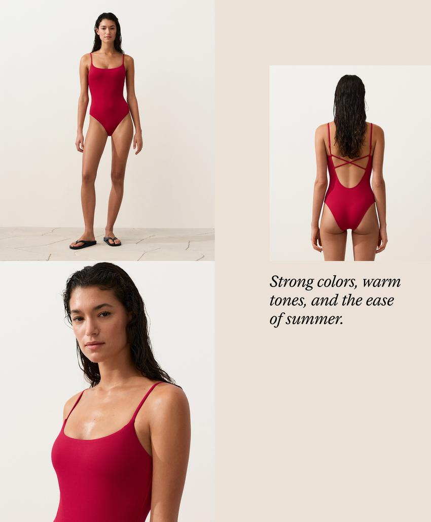 Купальник с круглым вырезом из пике