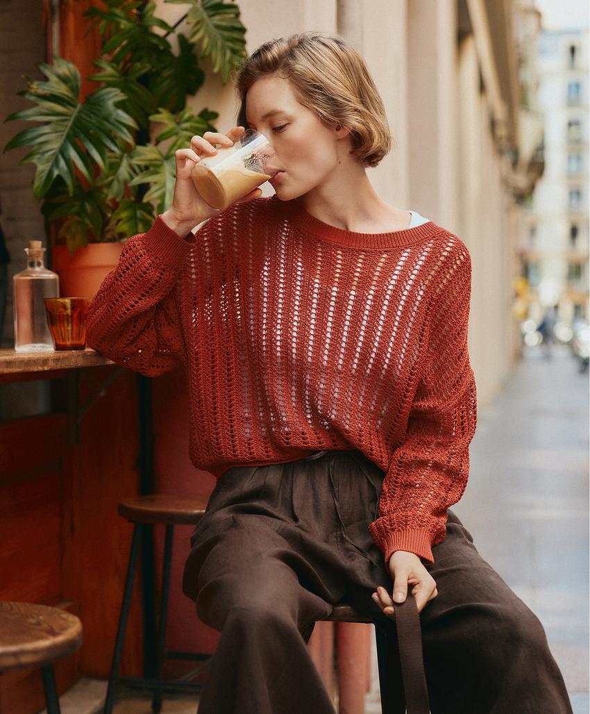 Свитер ажурной вязки Rib