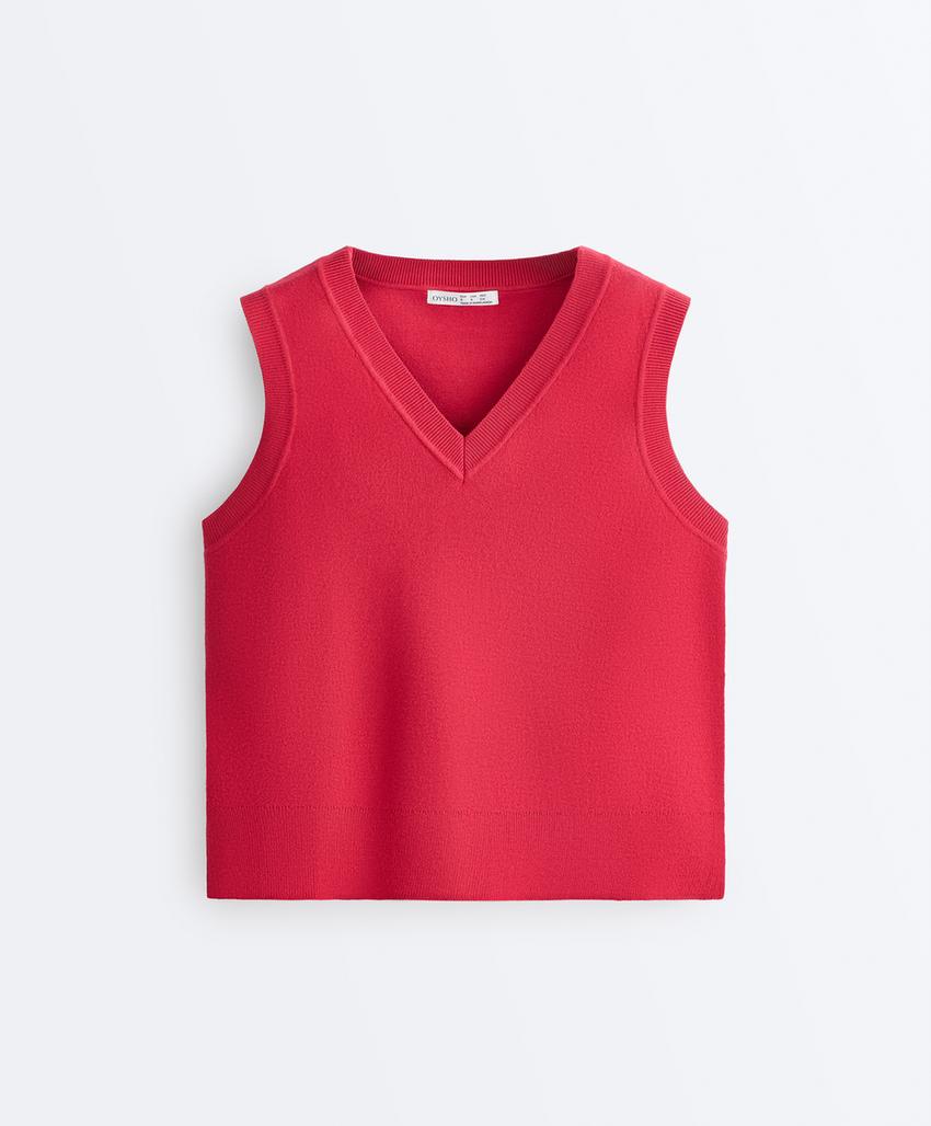 Вязаный жилет с V-образным вырезом