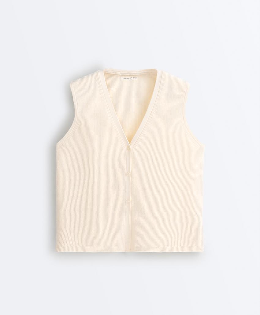 Вязаный кардиган с V-образным вырезом из хлопка