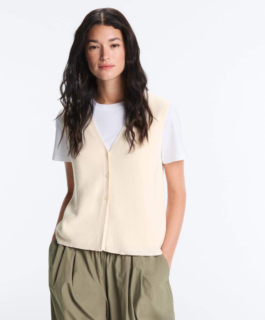 Вязаный кардиган с V-образным вырезом из хлопка