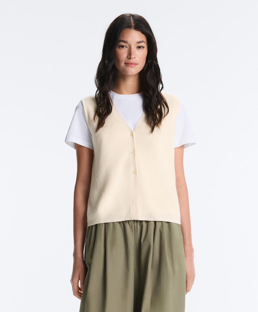 Вязаный кардиган с V-образным вырезом из хлопка