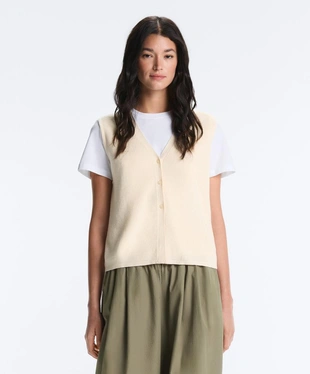 Вязаный кардиган с V-образным вырезом из хлопка- Заказать в России