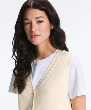 Вязаный кардиган с V-образным вырезом из хлопка- Заказать в России