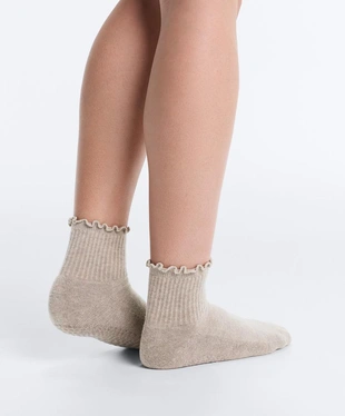 PALE TAN|4576/490/731 - OYSHO 2 пары укороченных носков для йоги и пилатеса с хлопком